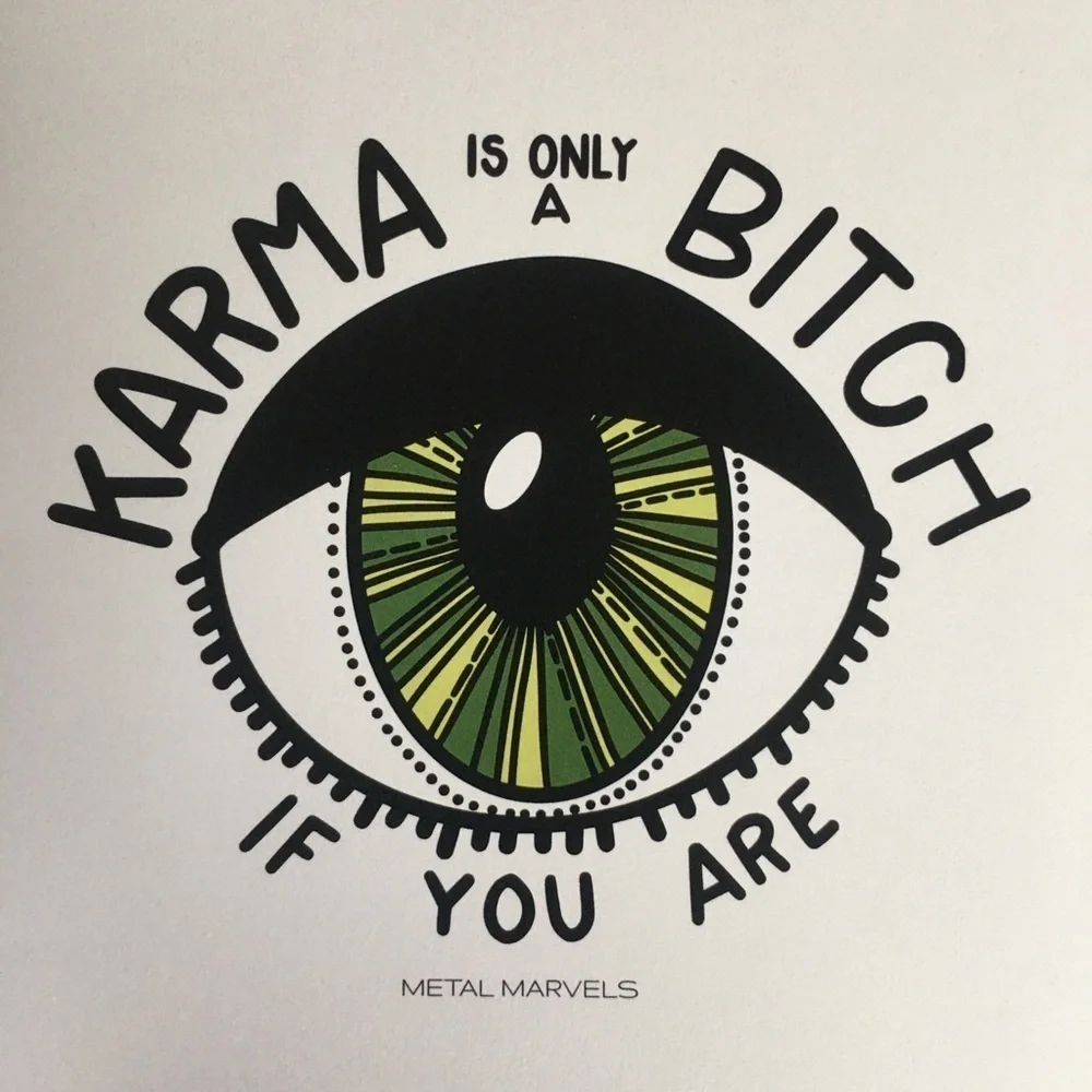 “Karma Is Only A B**** If You Are” Notebook, Journal, White, Green, ~65 pages
